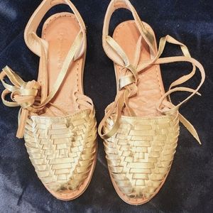 Gold Lace up Huaraches